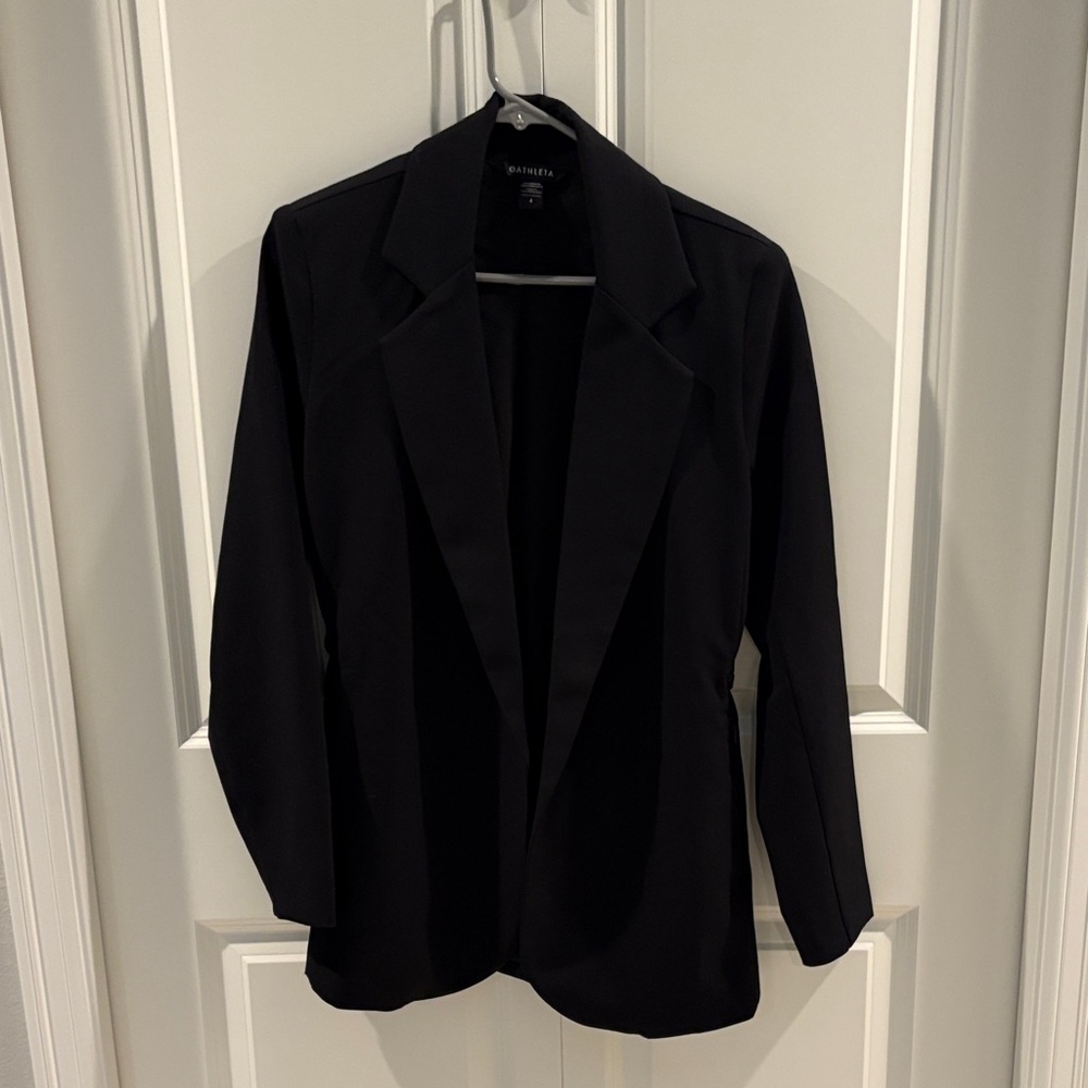 Athelta Black Blazer with zip pockets and chic back details